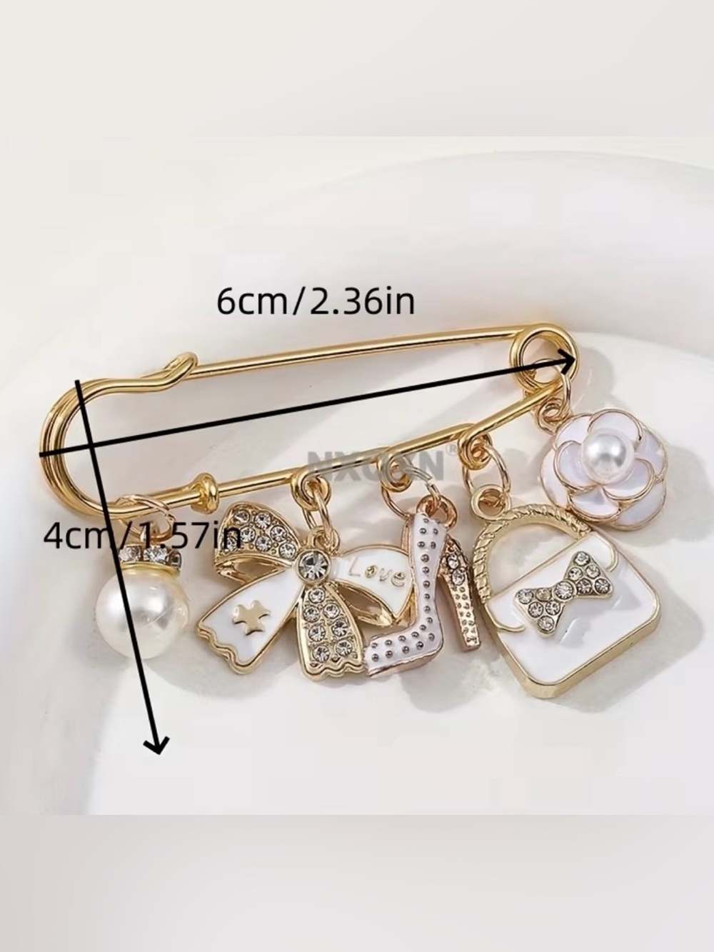 Charm Safety Pin or Brooches pink,white or black pick one Choose your color - Picture 6 of 17